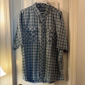Cabela's Blue and White Checkered Button Down Shirt
